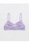  Aerie Shine Crinkle Lace Up Scoop Bikini Üstü Mor Yıkama