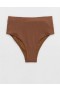 Aerie Crinkle Yüksek Bel Şımarık Bikini Altı Koyu Kahverengi