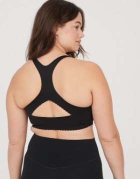  Aerie OFFLINE Real Me Hold Up! Taraklı Spor Sütyenleri Siyah