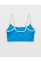 Top de bikini largo con escote redondo y canalé ancho Aerie en azul