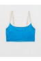  Top de bikini largo con escote redondo y canalé ancho Aerie en azul