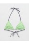  Top de bikini triangular con tiras y volantes Aerie verde