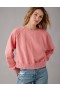  Sudadera con cuello vuelto y mangas largas cortas de Aerie en color coral