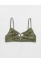  Top de bikini con escote redondo y diseño arrugado Aerie Shine en color verde oliva