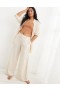 Pantalones de cintura alta Aerie Pool-To-Party Linen Edition en color blanco