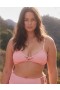  Top de bikini con escote redondo y cordones arrugados Aerie en rosa