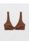  Top de bikini con tiras anchas y escote redondo de Aerie Crinkle en marrón oscuro