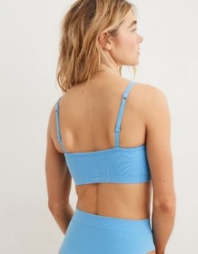  Sujetadores sin costuras con relleno y escote redondo de algodón Superchill de Aerie en azul