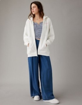  Sudadera con capucha y cremallera extragrande Glen Coco de Aerie Mean en color blanco