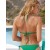  Top de bikini triangular con tiras arrugadas Aerie verde