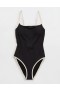  بدلة سباحة من قطعة واحدة من Aerie Wide Rib Scoop باللون الأسود