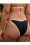  بيكيني Aerie Wide Rib منخفض الارتفاع برباط Cheekiest باللون الأسود