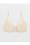  حمالات صدر Aerie Show Off Plunge Push Up من الدانتيل الحقيقي باللون الأصفر الفاتح