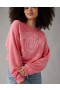  سويت شيرت Aerie Funday Graphic باللون المرجاني