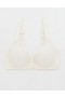  حمالة صدر Aerie Show Off Plunge Push Up Eyelash Lace باللون الأبيض