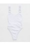  بدلة سباحة من قطعة واحدة من Aerie Crinkle Birthday Scoop باللون الأبيض