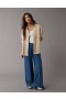  سويت شيرت Aerie كبير الحجم محبوك بأزرار باللون البني