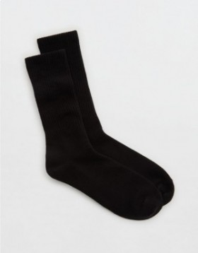  جوارب Aerie Ribbed Crew باللون الأسود