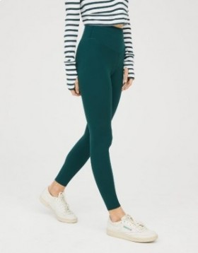  بنطال ضيق Aerie OFFLINE من Real Me XTRA Hold Up! Scallop باللون الأخضر الداكن