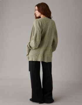 كارديجان Aerie Pointelle-Knit باللون الأخضر الزيتوني