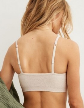  حمالة صدر Aerie Superchill قطنية مبطنة بدون درزات باللون الأبيض
