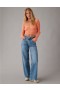  Aerie Cropped Ruched Svetr Orange