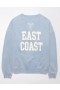  Aerie Crew Neck Graphic Fleece mikiny světle modré
