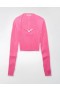  Aerie Cropped Ruched Sweater Pink