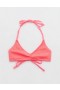  Aerie Crinkle Halter Voop Bikinitop Coral Orange