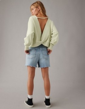  Aerie Lange Mouw Cropped Twist-Back Sweatshirts Groen