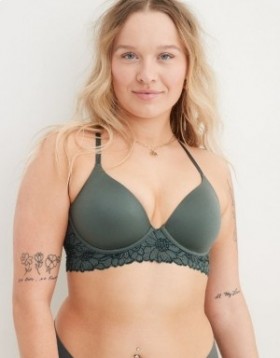  Aerie Sunnie Full Coverage licht gevoerde Bloom Lace Trim bh's koningsblauw