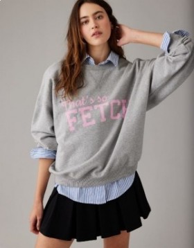 Aerie Mean Fetch Crew Neck Sweatshirts Grijs