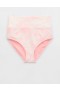  Aerie Banded korkeavyötäröiset bikinibottoms vaaleanpunaiset