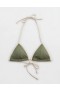  Haut de bikini triangle à larges côtes Aerie Vert olive