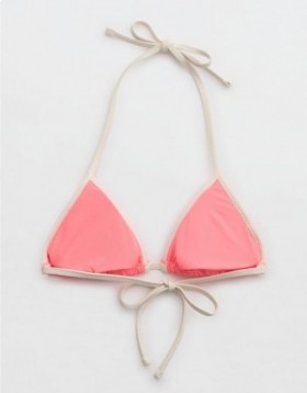 Haut de bikini triangle à larges côtes Aerie Corail Orange