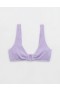  Aerie – Shine – Crinkle-Bikinioberteil mit U-Ausschnitt und breiten Trägern in verwaschenem Lila