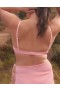  Aerie Crinkle-Bikinioberteil mit U-Ausschnitt und Schnürung Rosa