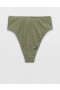 Aerie Shine Crinkle High Cut Cheeky Bikinihose Olivgrün
