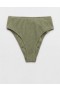 Aerie Shine Crinkle High Cut Cheeky Bikinihose Olivgrün