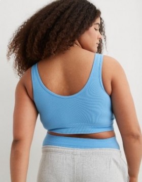  Aerie Superchill Nahtloser Scooplette-BH aus Baumwolle Blau