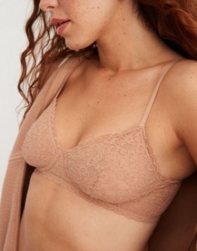  Aerie – Show Off – Bügelloser BH mit Vintage-Spitze, Beige