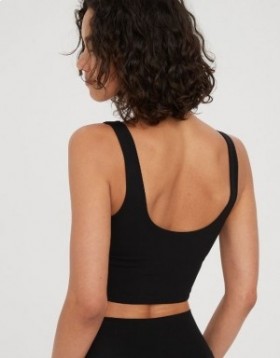  Aerie OFFLINE By Real Me Low Key Longline Sport-BH Schwarz