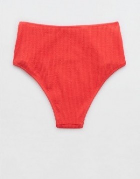  Aerie Crinkle High Waist Cheeky Bikinihose Rot