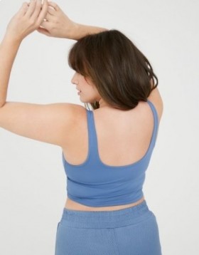  Aerie OFFLINE By Real Me Low Key Longline Sport-BH Blau
