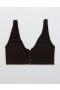  Aerie Slick Chicks Adaptive Wireless Zipper Bras Μαύρο