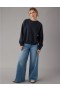  Φούτερ Aerie Crew Neck Fleece Μαύρο