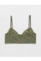 Aerie Show Off Vintage Lace Wirelesslette σουτιέν Πράσινο λαδί