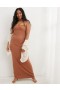  Aerie Bodycon Maxi Φόρεμα Καφέ