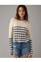  Aerie Cropped Cable-Knit Pullover Navy