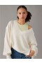  Φούτερ Aerie Oversized Big Hug Waffle με V λαιμόκοψη Λευκό